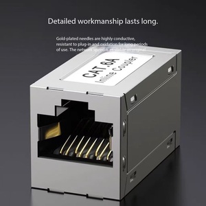 <strong>Premier</strong> Cable Metal Housing Shielded Gold-plated Copper <strong>Contacts</strong> Female Female RJ45 Cat6a Inline Gigabit Network Coupler Module - Product Image 4
