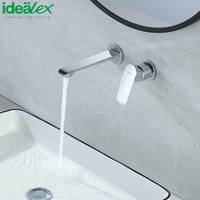 Robinet de lavabo mural en laiton chromé, mitigeur moderne à poignée unique pour salle de bain, eau chaude et froide