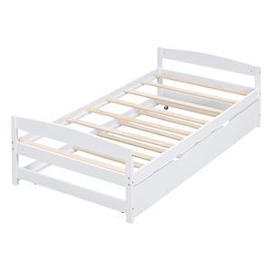 Lit de repos en bois massif avec lit gigogne, canapé-lit en bois style Japandi gain de place <span class=keywords><strong>pour</strong></span> salon et chambre d'amis Blanc - Product Image 6