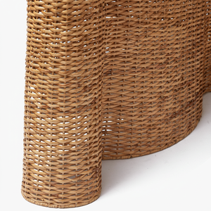 Vivienne Petite Table Console Festonnée en Rotin Convertible Antique Accent Table d'appoint Rangement Entrée Villa Salon Hôtel Chambre - Product Image 1