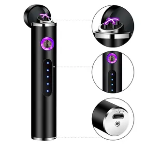 Mini charged double arc lighter power display USB electronic cigarette lighter