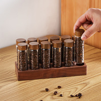 Kaffeebohnen ausgabe Reagenzglas Glas Walnuss Display Rack Set