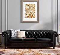 Canapé sectionnel de luxe en similicuir PU de style américain, carré et rembourré, avec fermeture éclair rétro, garnissage en éponge, design traditionnel pour salon