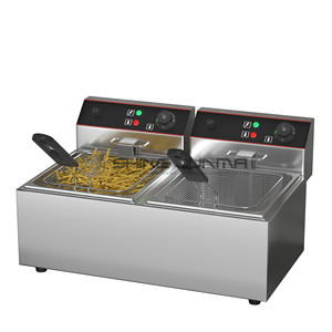 Comptoir Commercial En Acier Inoxydable Électrique Oeufs Friteuses Restaurant <span class=keywords><strong>8</strong></span> <span class=keywords><strong>Litres</strong></span> Double <span class=keywords><strong>Friteuse</strong></span> Avec Panier - Product Image 1