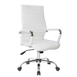 Kursi kantor manajer putih insinyur, bantal kursi kulit kantor ergonomis punggung tinggi Modern