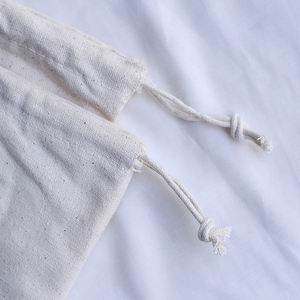 Sac à cordon en toile de coton recyclable personnalisé avec logo pour bougies, grand sac réutilisable pour bijoux et accessoires capillaires, imprimé offset - Product Image 5