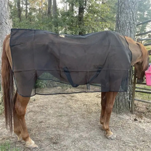 Couverture en maille pour cheval, rectangulaire, respirante, anti-UV, pour l'été, avec grande rabat pour la queue - Product Image 1