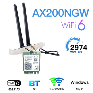 3000Mbps Dual Band 2.4Gbps 802.11ax WiFi6ชุดเดสก์ท็อป <span class=keywords><strong>AX200</strong></span> BT 5.1 Wifi 2.4G/5Ghz <span class=keywords><strong>MU</strong></span>-<span class=keywords><strong>MIMO</strong></span> AX200NGW อะแดปเตอร์เสาอากาศ - Product Image 2