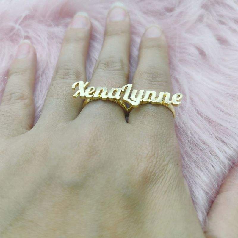 Personalization Custom Name Double Two Fingers Ring Jewelry Gift ...