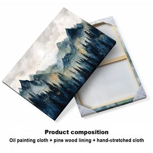Peinture murale moderne sur toile, art abstrait, <span class=keywords><strong>aquarelle</strong></span>, paysage de montagne, grande décoration murale pour salon, bureau, fresques murales - Product Image 4