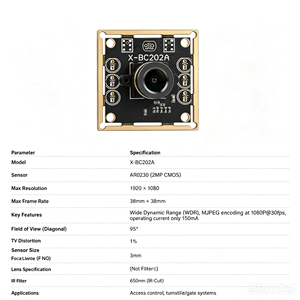 Módulo de Cámara USB2.0 OEM ODM de 2 Megapíxeles, 1080P 30fps MJPEG/YUV, Sensor AR0230, Módulo de Mini Cámara WDR con 95 °   FOV - Product Image 6