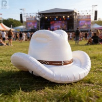 Chapeau de cowboy gonflable géant avec éclairage LED, logo personnalisé, tissu Oxford, ventilateur intégré pour la publicité musicale/les fêtes