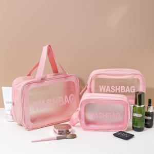सरल सुंदर गुलाबी कस्टम लोगो मेकअप बैग कॉस्मेटिक और toiletry बैग कॉस्मेटिक बैग के साथ जिपर के लिए लड़कियों महिलाओं के लिए यात्रा तैराकी - Product Image 1