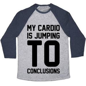 Camiseta de béisbol unisex de mezcla triple con estampado My Cardio Is Jumping to Conclusions - Product Image 4