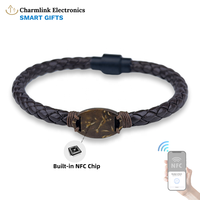 OEM/ODM Bracelet NFC 13,56 MHz pour contrôle d'accès, avec chaîne en cuir, boucle magnétique et coque de noix de coco, pour cadeau de vacances RFID