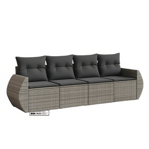 Conjunto de Sofá de Jardín de Ratán Gris Oscuro, 4 Plazas, Muebles de Exterior, Diseño Contemporáneo - Product Image 1