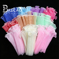 Jaring Gelombang Motif Salju, Bahan Pembungkus Bunga, Jaring Bunga Berumbai untuk Buket DIY, Jaring Pengemas Florist