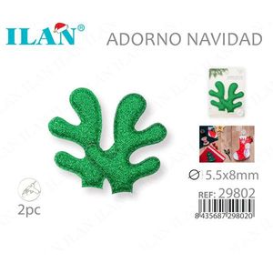 Ornamento Natalizio a Forma di Corna di Cervo Ilan 5.5x8mm Verde 2 Pezzi Decorazione Festiva - Product Image 3