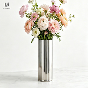 Striped Stainless Steel <b>Vase</b> 304 Minimalist Rust Resistant For Home Hotel Decoration - Product Image 2