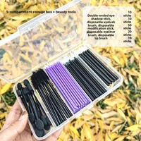 Kit d'outils de maquillage jetables six-en-un transfrontalier : pinceaux pour fard à paupières, lèvres, eye-liner, cils et bâtonnets de nettoyage