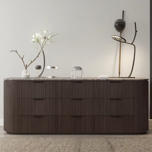Nouvelle arrivée Ensembles de meubles de chambre à coucher de style américain <span class=keywords><strong>Commode</strong></span> à 9 tiroirs en bois de chêne <span class=keywords><strong>noir</strong></span> Commodes avec dessus en marbre - Product Image 2