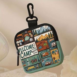 Porte-monnaie imprimé en cuir artificiel imperméable, sac de rangement à fermeture éclair en simili cuir, mini sac multifonctionnel portable pour écouteurs - Product Image 2