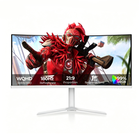 Moniteur de jeu incurvé blanc OEM de 34 pouces, 180 Hz, ultra large, écran LCD WQHD, vente en gros d'usine, écran de jeu A+