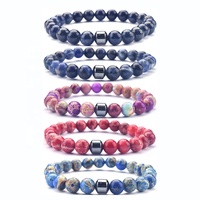 Bracelet pour Homme et Femme en Perles de Lave et Pierres Naturelles Étirables, avec Breloques Magnétiques de 8 mm – Vente Chaude en Gros Personnalisée