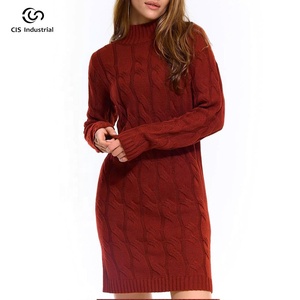 <span class=keywords><strong>Robe</strong></span> pull décontractée en laine pure épaisse de haute qualité, col rond, automne-hiver, design torsadé tendance pour femmes et dames - Product Image 1