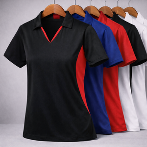 Polo Deportivo Premium para Mujer con Logotipo Bordado Personalizado, Cuello en V, Tacto Suave, Elástico en 4 Direcciones, Ropa de Golf de Alto Rendimiento - Product Image 1