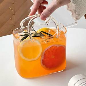 Mug en verre résistant à la chaleur en forme de sac à main, style INS, pour cocktails et thés aux fruits - Product Image 5