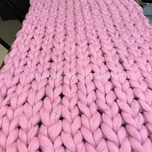 100% मेरिनो ऊन चंकी नरम Roving यार्न कंबल भारी हाथ बुनाई विशाल कंबल - Product Image 5