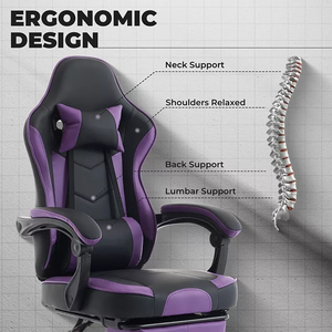 Chaise de jeu abordable très vendue, chaise PC personnalisée avec repose-pieds et accoudoirs articulés pour adolescents et joueurs - Product Image 4