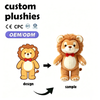 Peluche personnalisée en fourrure de lion marron douce et agréable pour la peau, fabriquée avec la technique de broderie, peluche de haute qualité personnalisée