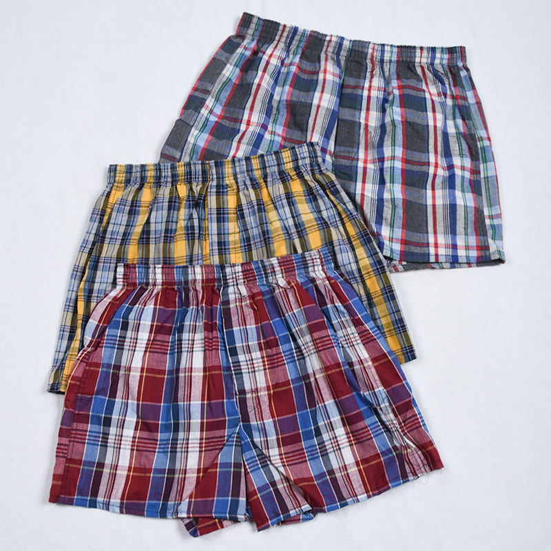 New Home Wear Plaid Shorts Man Cotton Underwear Briefs Plus Size Men's  Shorts Loose Boxers Shorts
