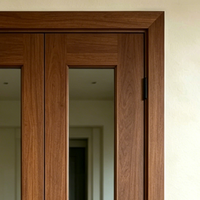Porte intérieure double en WPC de qualité supérieure avec inserts en verre transparent intégrés, surface finement travaillée, porte battante double pour la décoration de la maison