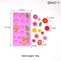 Moule à gâteau rectangulaire en silicone multi-style tournesol, marguerite, feuille, six-en-un pour chocolat, époxy, argile