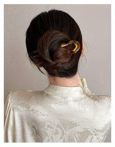 Pince à <span class=keywords><strong>cheveux</strong></span> en acrylique en forme de U de 13 cm, surdimensionnée, pour chignon ondulé, pour coiffures relevées, pour filles et femmes - Product Image 5
