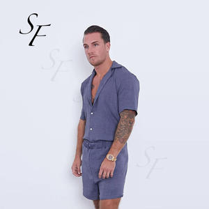 Logo personalizzato di alta qualità <span class=keywords><strong>In</strong></span> lino blu medio stile Resort <span class=keywords><strong>In</strong></span> una vestibilità rilassata <span class=keywords><strong>con</strong></span> pantaloncini da uomo traspiranti <span class=keywords><strong>con</strong></span> cintura elasticizzata - Product Image 5