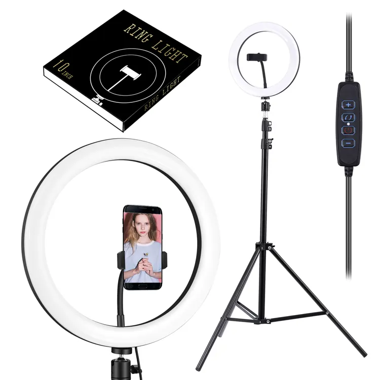 Kaliou 10 inch LED Ring Light Dimmable Ringlight 3200K-5600K Photography makeup Ring Light Lamp