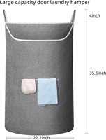 Panier à linge suspendu XL noir avec grande ouverture, léger, pour usage domestique