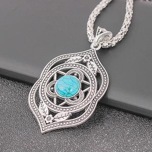 Conjuntos de Joyería Bohemia de Moda India Turquesa Estilo Bohemio Occidental Baratos para Mujer, Pendientes y Collares Chapados en Plata Popcorn, Venta al por Mayor - Product Image 6