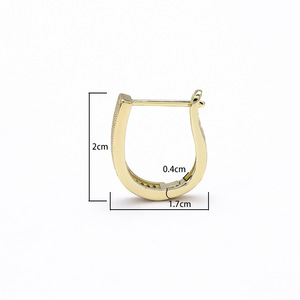 Boucles d'oreilles Huggie en forme de U avec micro-incrustations de zircon, or, argent, or rose, pour usage quotidien, boucles d'oreilles en cristal - Product Image 5