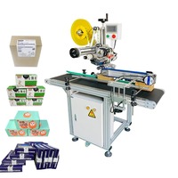 Machine d'étiquetage entièrement automatique pour coins de boîtes à 90 degrés, applicateur d'étiquettes transparentes à rabat, équipement d'application de codes-barres