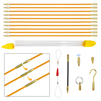 Varilla de empuje de fibra de vidrio multifunción de 4mm * 33cm con gancho y puntas de agujero herramienta manual