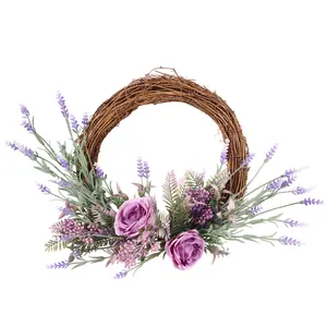 H-1 Wedding Home Decoration Supplies Artificial Rattan Rose Combination Floral Silk Flower Wreaths