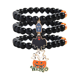 Halloween <b>Beaded</b> <b>Bracelet</b> Set Cartoon Pumpkin Candy Charm Party Jewelry Elastic Rope <b>Bracelets</b> for Women Kids - Product Image 5