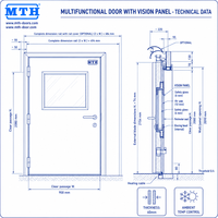 Porte de séparation isolée multifonctionnelle à simple battant MTH avec fenêtre d'observation, isolation thermique et phonique, taille personnalisée, pour entrepôt frigorifique