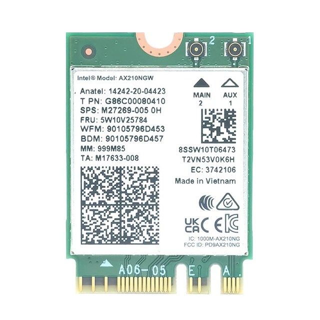 Intel AX210NGW NGFF M2 Interface WIFI 6E Network Card with for 5.3 Built-in WNIC for 2.4G/5G/6G Frequencies