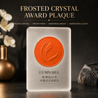 Plaque de récompense en cristal givré personnalisée avec médaillon métallique, trophée de reconnaissance d'entreprise imprimé UV